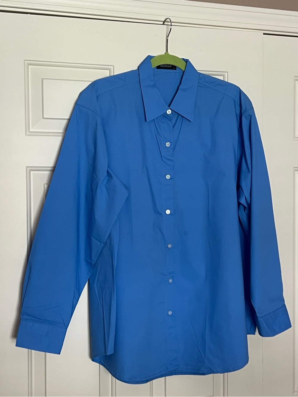 Classic Women’s Blue Button-Down Shirt by MCEDAR